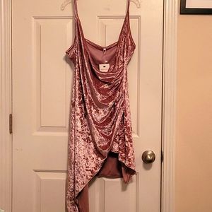 A shiny pink staten dress